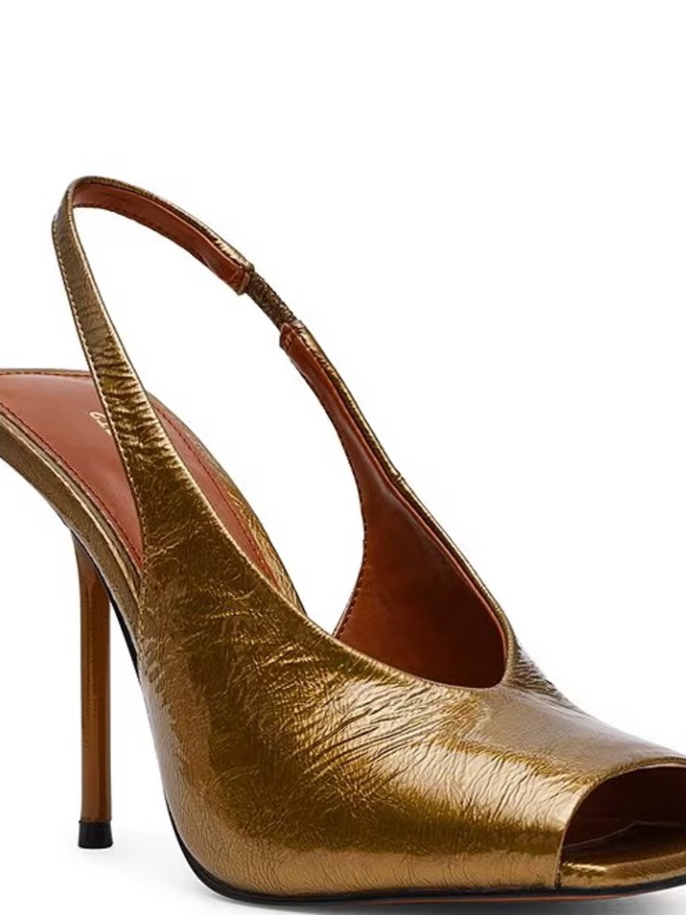 Steve Madden metallic gold peep-toe slingback pumps - Picture 2 of 5